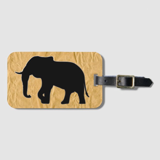 Elephant Silhouette black + your ideas Luggage Tag (Front Horizontal)