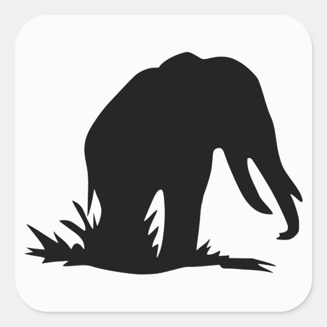 Elephant Silhouette Square Sticker (Front)