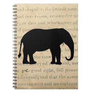 Elephant Silhouette Vintage 1860's Document Notebook