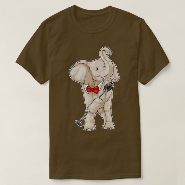Elephant Singer Microphone Music T-Shirt (Design Front)