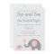 Elephant Sip and See Invitations in Pink and Grey