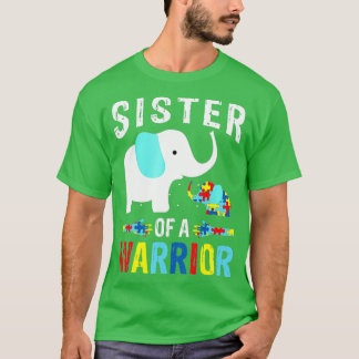 Elephant Sister Of A Warrior Puzzle Autism Awarene T-Shirt