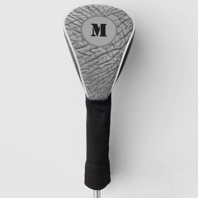 Elephant skin pattern modern monogram customisable golf head cover (Front)