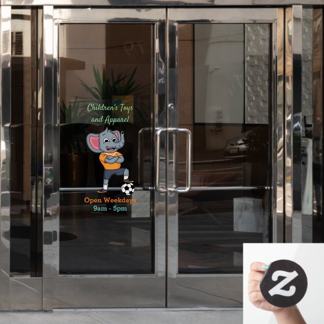 Elephant soccer player cartoon illustration (Office Door)