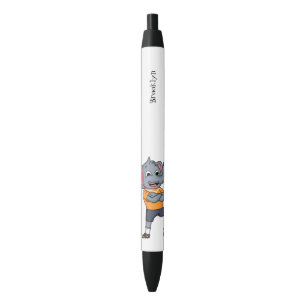 Elephant soccer player cartoon illustration black ink pen