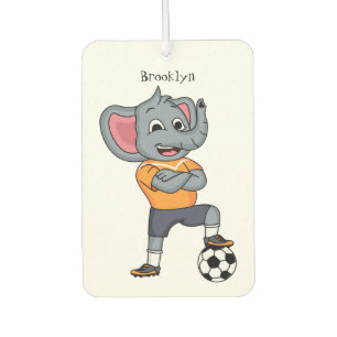 Elephant soccer player cartoon illustration car air freshener