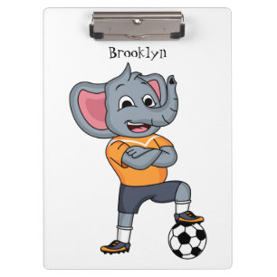 Elephant soccer player cartoon illustration  clipboard
