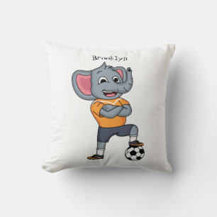 Elephant soccer player cartoon illustration cushion