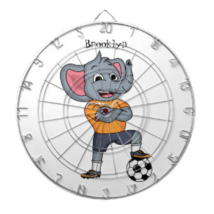 Elephant soccer player cartoon illustration dartboard