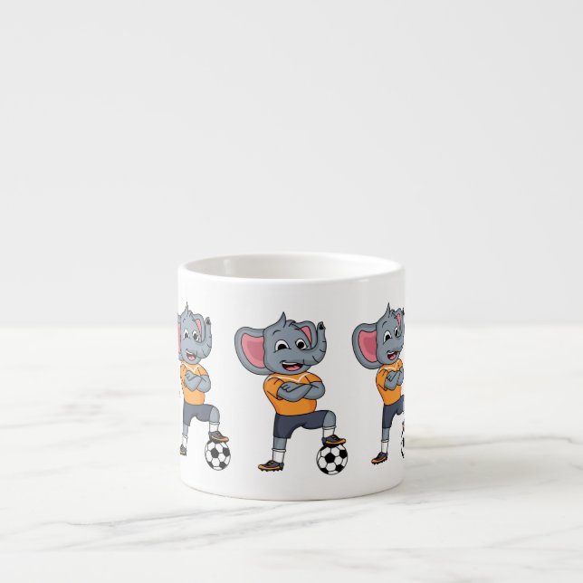 Elephant soccer player cartoon illustration   espresso cup (Front)