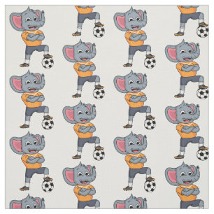 Elephant soccer player cartoon illustration fabric