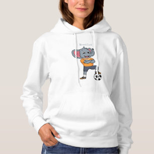 Elephant soccer player cartoon illustration hoodie