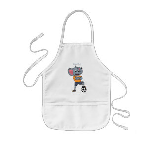 Elephant soccer player cartoon illustration kids apron