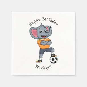 Elephant soccer player cartoon illustration napkin