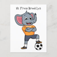 Elephant soccer player cartoon illustration