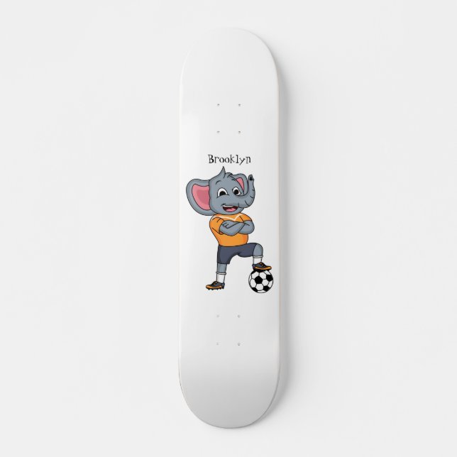 Elephant soccer player cartoon illustration skateboard (Front)