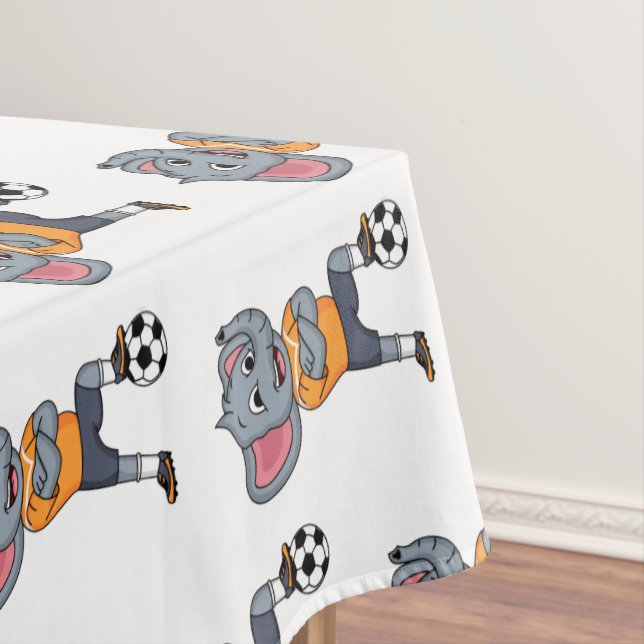 Elephant soccer player cartoon illustration  tablecloth (In Situ)