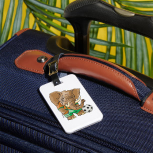 Elephant Soccer Player Funny Sports Animal  Luggage Tag