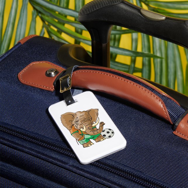 Elephant Soccer Player Funny Sports Animal  Luggage Tag (Creator Uploaded)