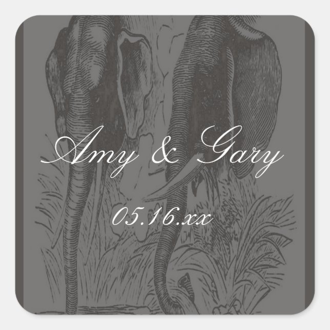 Elephant Square Sticker (Front)