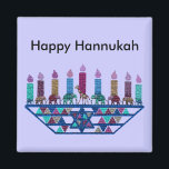 Elephant Star Menorah Magnets<br><div class="desc">Graphic illustration of an elephants,  giraffe,  and Star of David menorah design.</div>