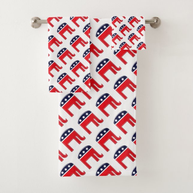 Elephant stars stripes republican party symbol bath towel set (Insitu)