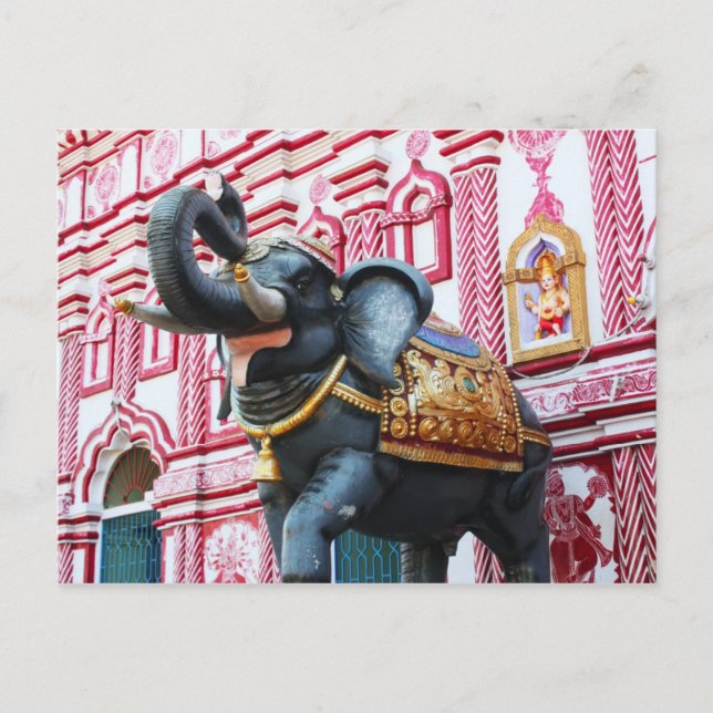 Elephant statue outside the temple, Sirsi Postcard (Front)