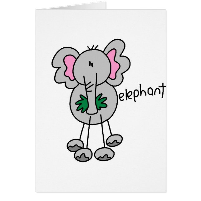 Elephant Stick Figure Card (Front)