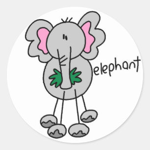 Elephant Stick Figure Stickers Sticker