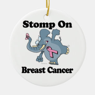Elephant Stomp On Breast Cancer Ceramic Tree Decoration
