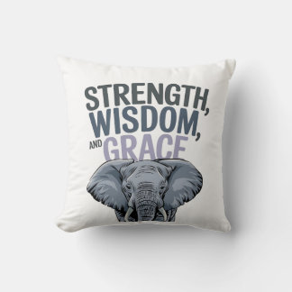 Elephant 'Strength, Wisdom, Grace' Art Cushion