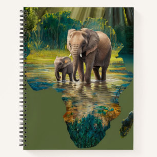 Elephant Stroll Through African Waters Notebook
