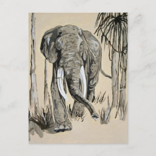 Elephant Strolling Through Wooded Savanna Art Postcard