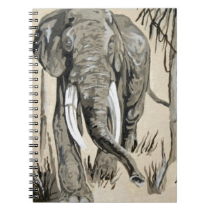 Elephant Strolling Through Wooded Savanna Art Spiral Notebook