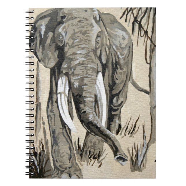 Elephant Strolling Through Wooded Savanna Art Spiral Notebook (Front)