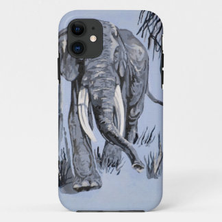Elephant Strolling Through Wooded Savanna In Blue iPhone 11 Case