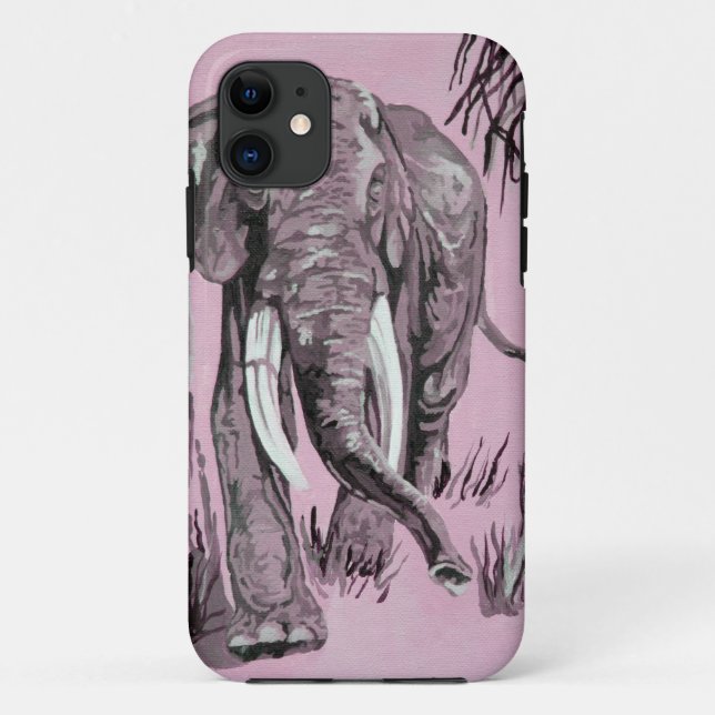 Elephant Strolling Through Wooded Savanna In Pink  Case-Mate iPhone Case (Back)