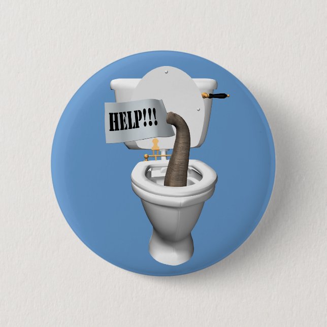 Elephant Stuck In Toilet 6 Cm Round Badge (Front)