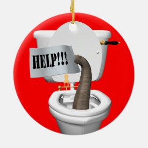 Elephant Stuck In Toilet Ceramic Tree Decoration