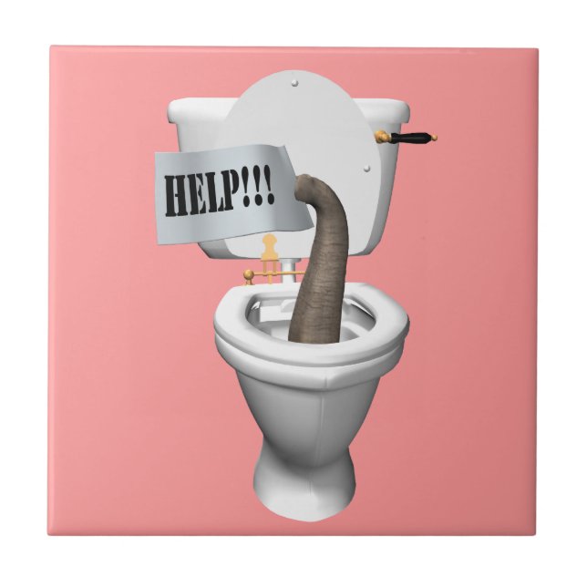 Elephant Stuck In Toilet Tile (Front)