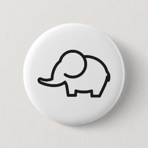 Elephant Stylised Line Art 6 Cm Round Badge