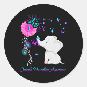 Elephant Suicide Prevention Awareness - Ribbon Gif Classic Round Sticker