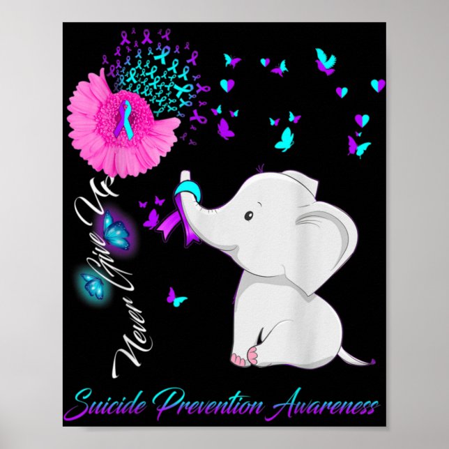 Elephant Suicide Prevention Awareness Ribbon Gif  Poster (Front)