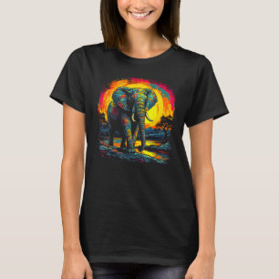 Elephant Sun Zoo Jungle Nature Designer T-Shirt