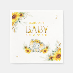 Elephant Sunflower Baby Shower Gender Neutral Napkin