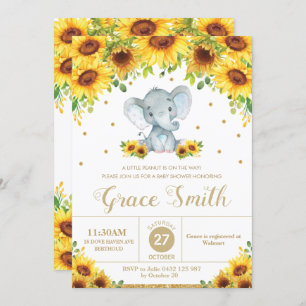 Elephant Sunflower Floral Baby Shower Boy Invitation