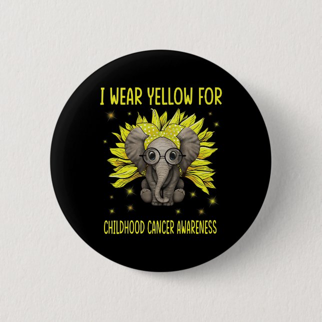 Elephant Sunflower I Wear For Yellow Childhood Can 6 Cm Round Badge (Front)