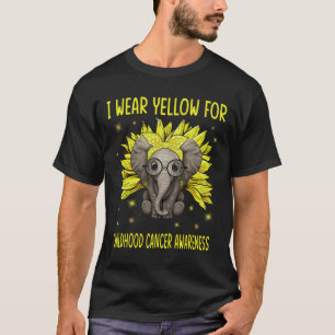 Elephant Sunflower I Wear For Yellow Childhood Can T-Shirt