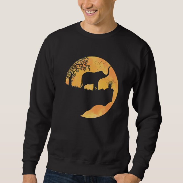 Elephant Sunset For Men Women Cute Elephant Sweatshirt (Front)