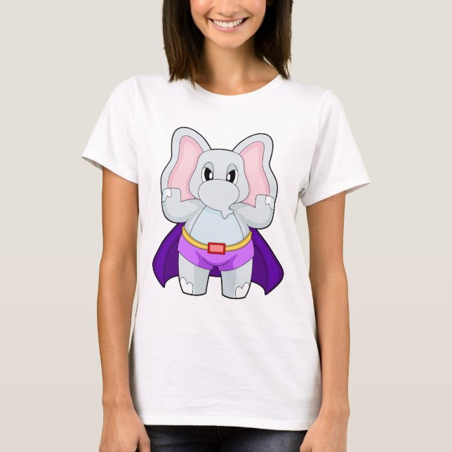Elephant Superhero Cape T-Shirt (Front)